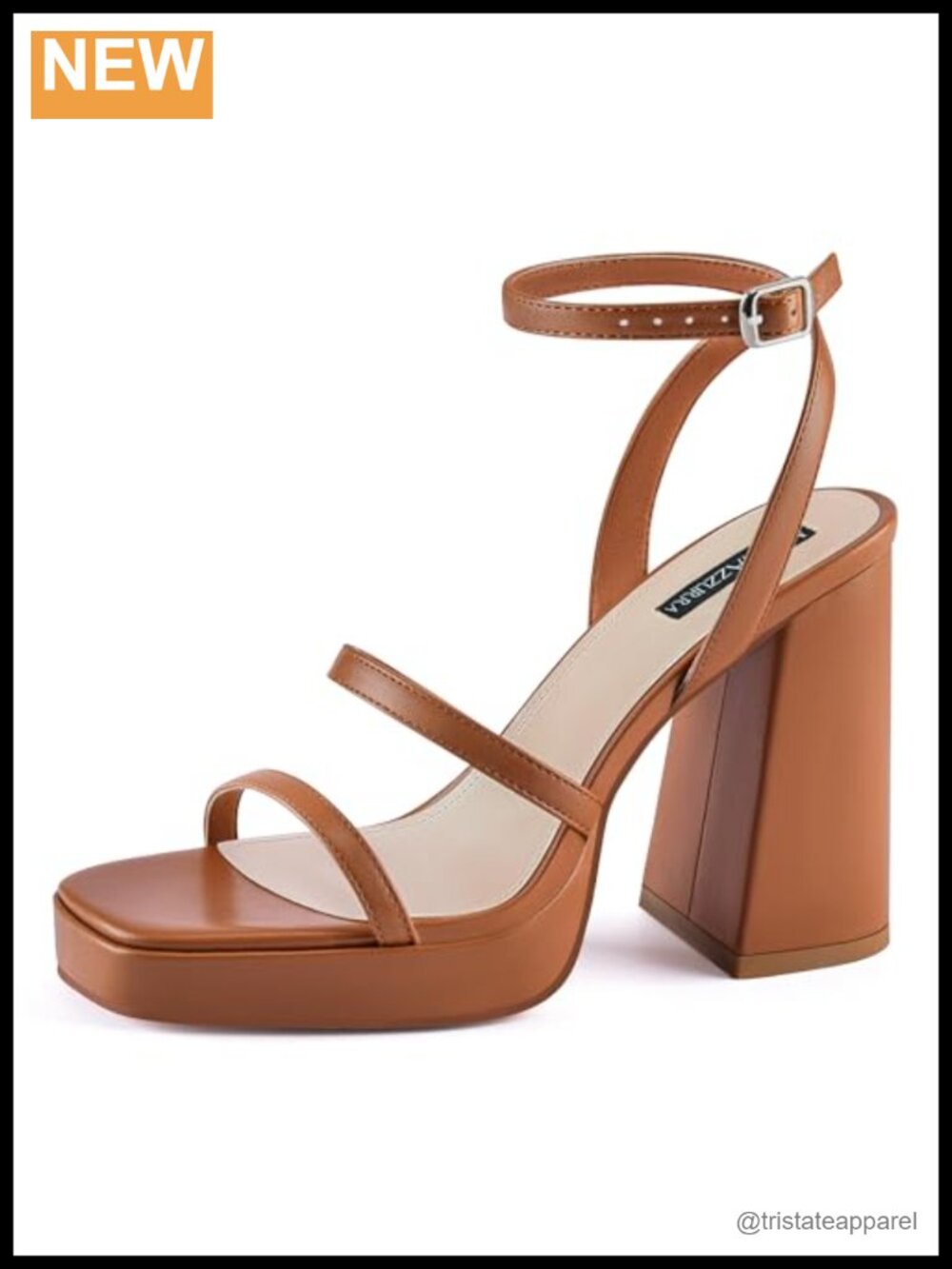 Strappy Platform Heel Sandals Square Toe Adjustable Ankle Strap